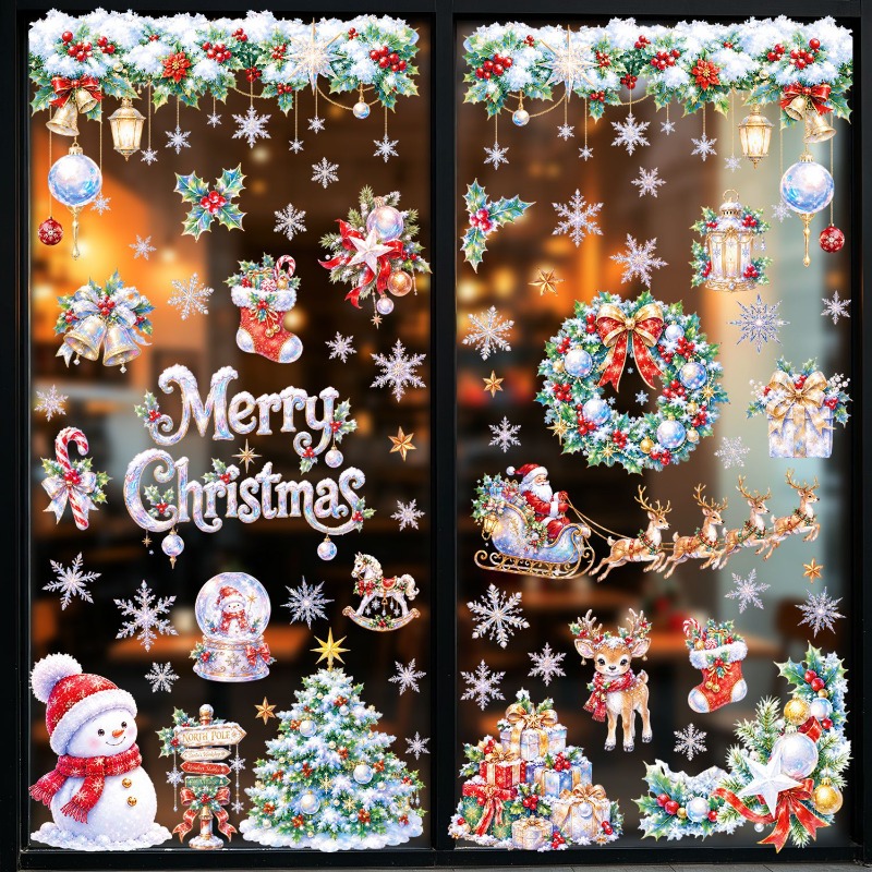 Snowflake Window Decal - 9 arkuszy świątecznych naklejek statycznych na