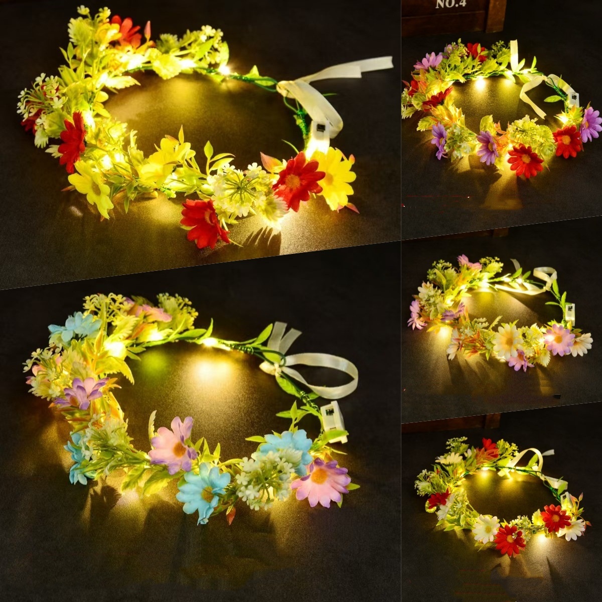 Led Fairy String Lights - Świecący Kwiatowy Wieniec LED, Kwiatowa Korona,