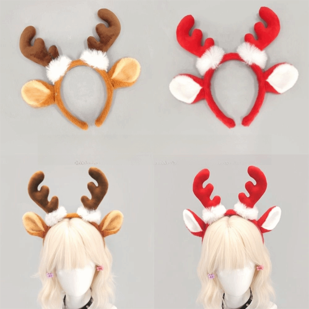 Reindeer Antlers Headband - Realistyczna opaska z rogami renifera, urocza,