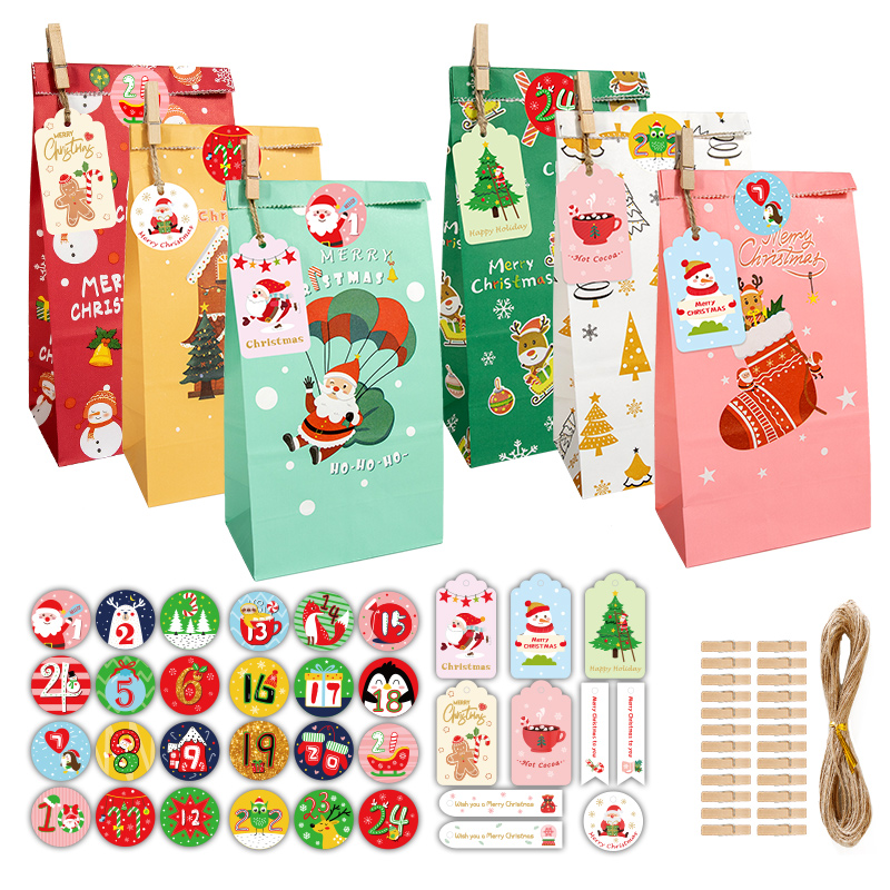 Advent Calendar Gift - 24 zestawy kalendarzy adwentowych, świąteczne torby