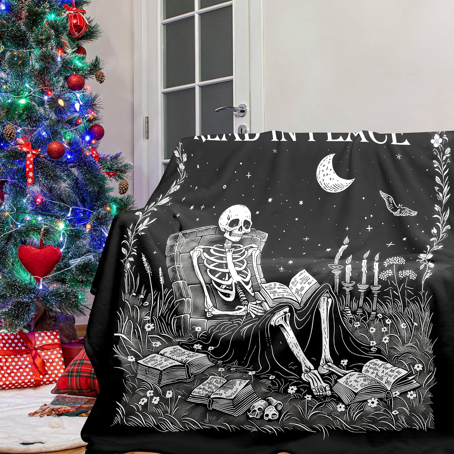 Gotycki koc z motywem ducha cz – Christmas Throw Blanket recenzja i cena